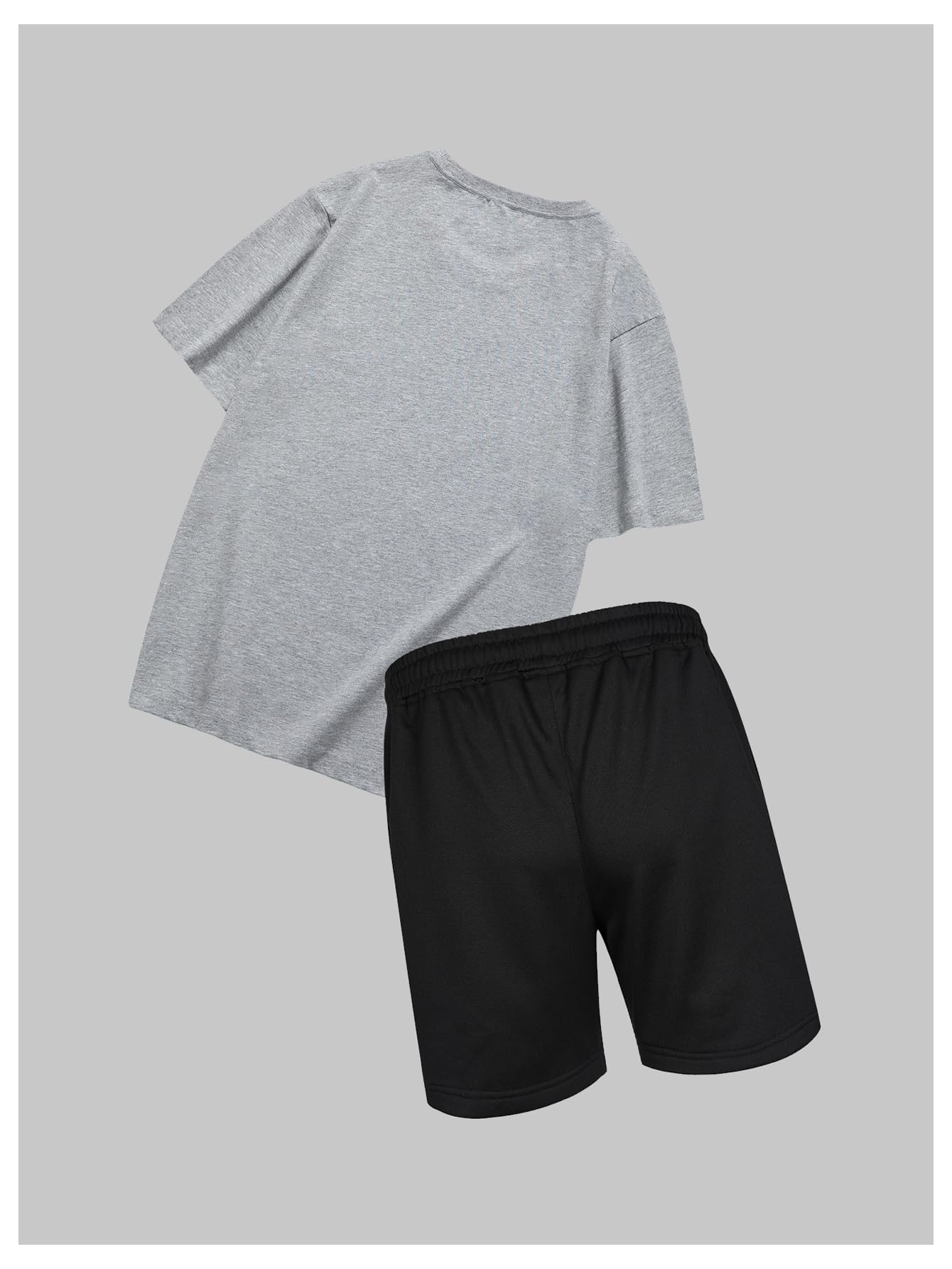 SOLY HUX Men's Letter Graphic Short Sleeve Tee and Drawstring Waist Track Shorts Set Casual 2 Piece Outfit