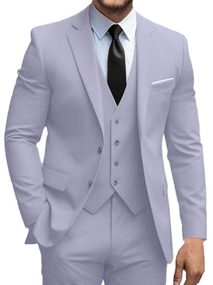 Mens Suits 3 Piece Slim Fit Suit Set Solid Two Button Blazer Jacket Vest Pants Tuxedo Set
