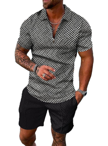 BIRW Mens Short Sets 2 Piece Outfits Polo Shirt Fashion Summer Tracksuits Casual Set Short Sleeve and Shorts Set for Men