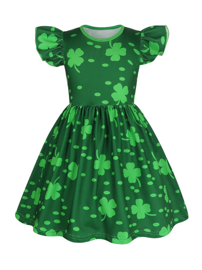 WonderBabe Easter Dresses for Girls Toddler Flutter Sleeve Easter Dress Casual Party School Dresses Clothes for Kids