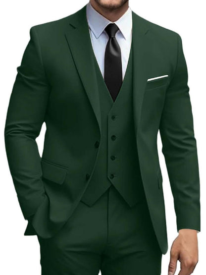Mens Suits 3 Piece Slim Fit Suit Set Solid Two Button Blazer Jacket Vest Pants Tuxedo Set