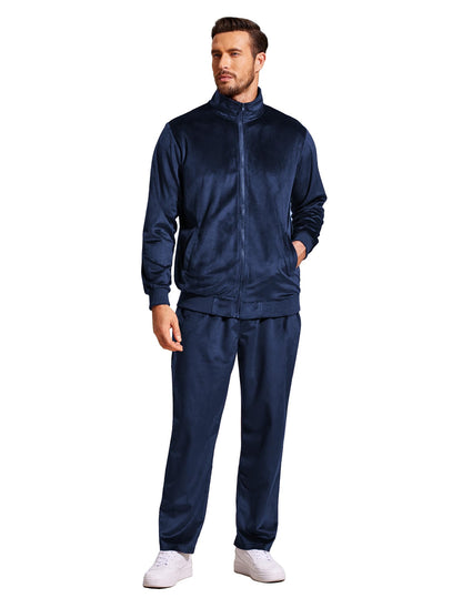 COOFANDY Mens 2 Piece Velour Tracksuit Full Zip Jackets Pants Velvet Jogging Suits Sweatsuit Set