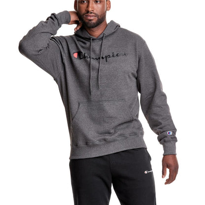 Champion Men's Hoodie, Powerblend, Fleece Men's Hoodie, Comfortable Men's Sweatshirt, Script Logo (Reg. or Big & Tall)