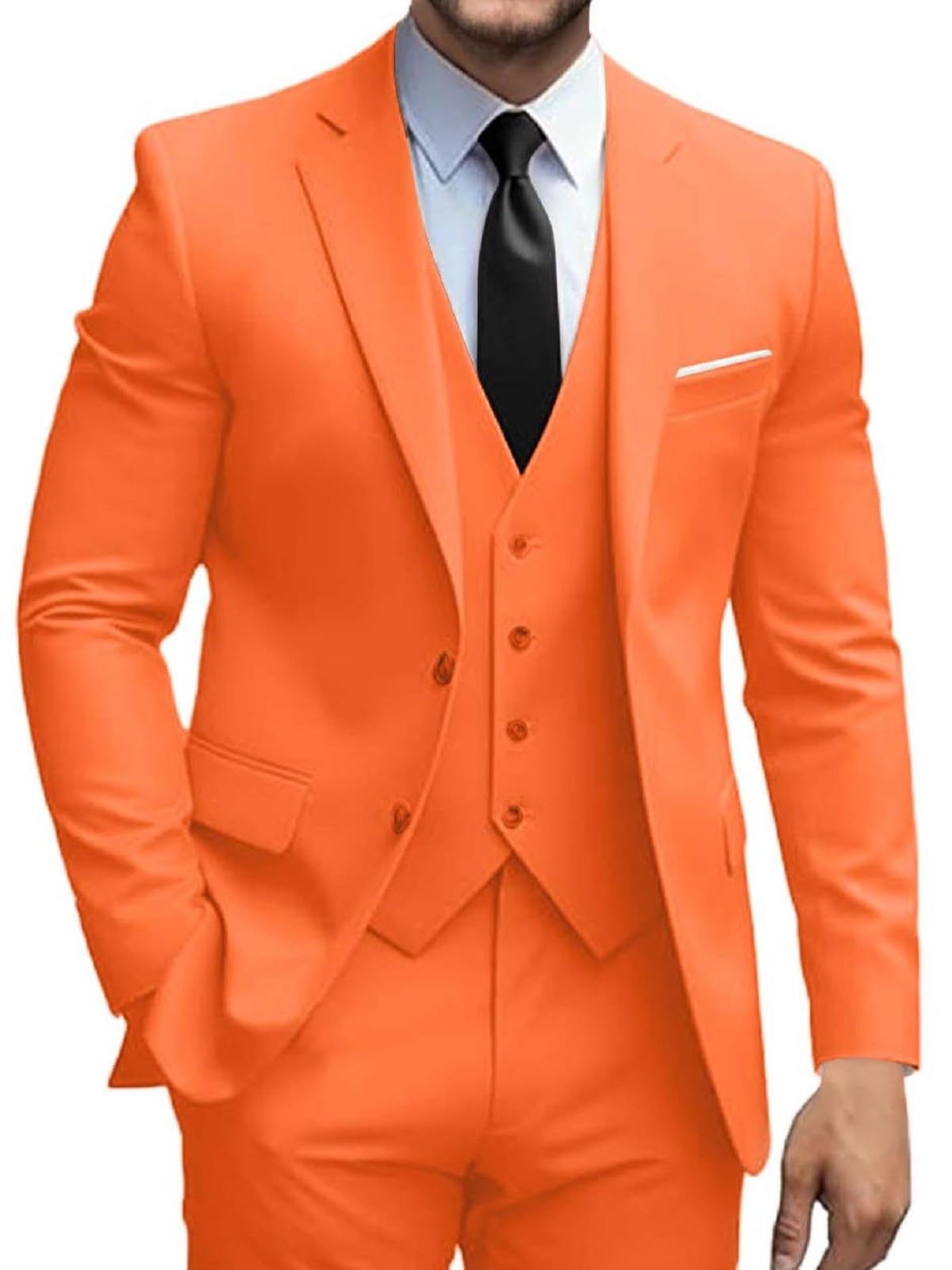 Mens Suits 3 Piece Slim Fit Suit Set Solid Two Button Blazer Jacket Vest Pants Tuxedo Set