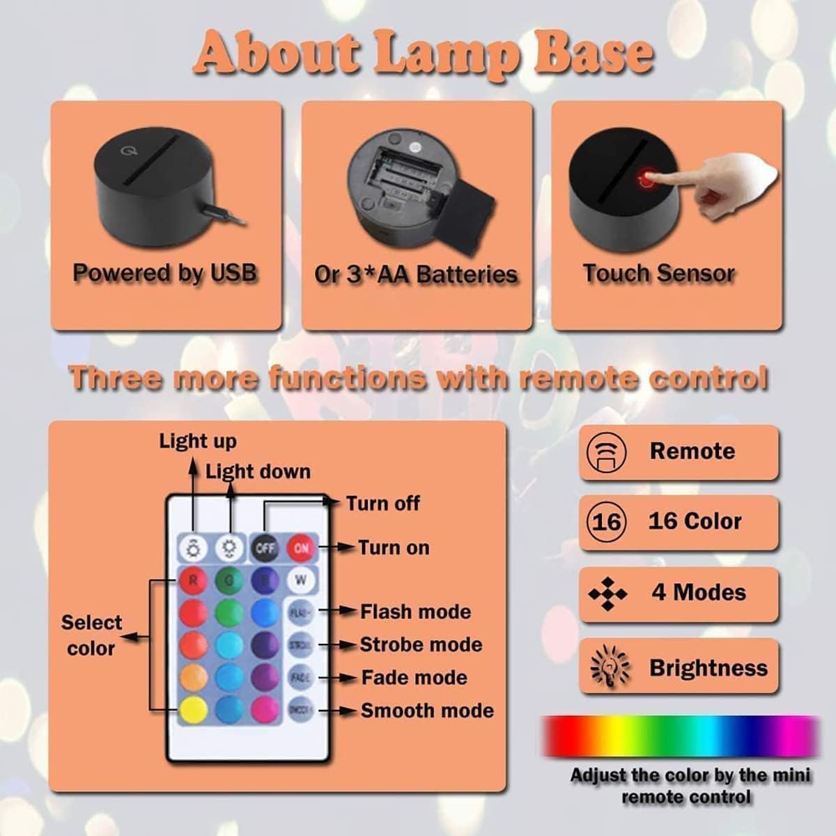 Cartoon Night Light - 3D LED Intelligent Remote Control 16-Color Lamp for Children's Room Decoration and Holiday Gifts