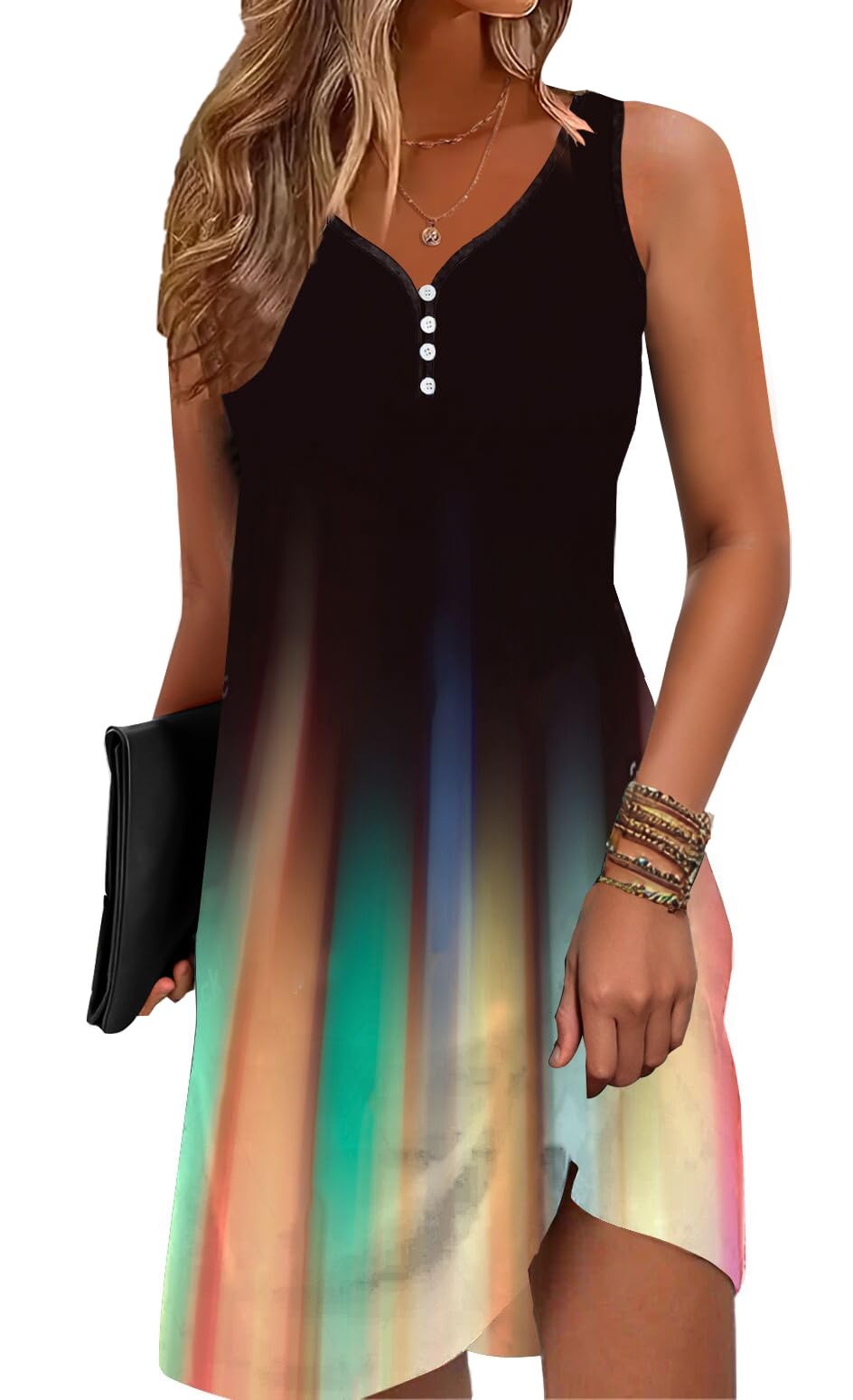 Floral Printed Summer Dresses A-Line Elegant Dress Womens Vintage Sleeveless Beach Sundress