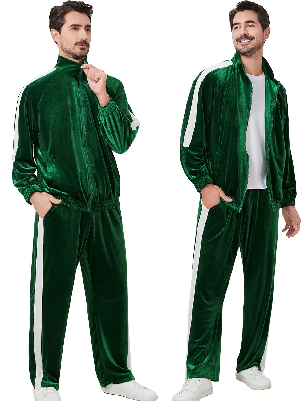 Mens Tracksuit 2 Piece Velour Sweatsuit for Men Casual Full Zip Jogging Suit Jacket Pants Set