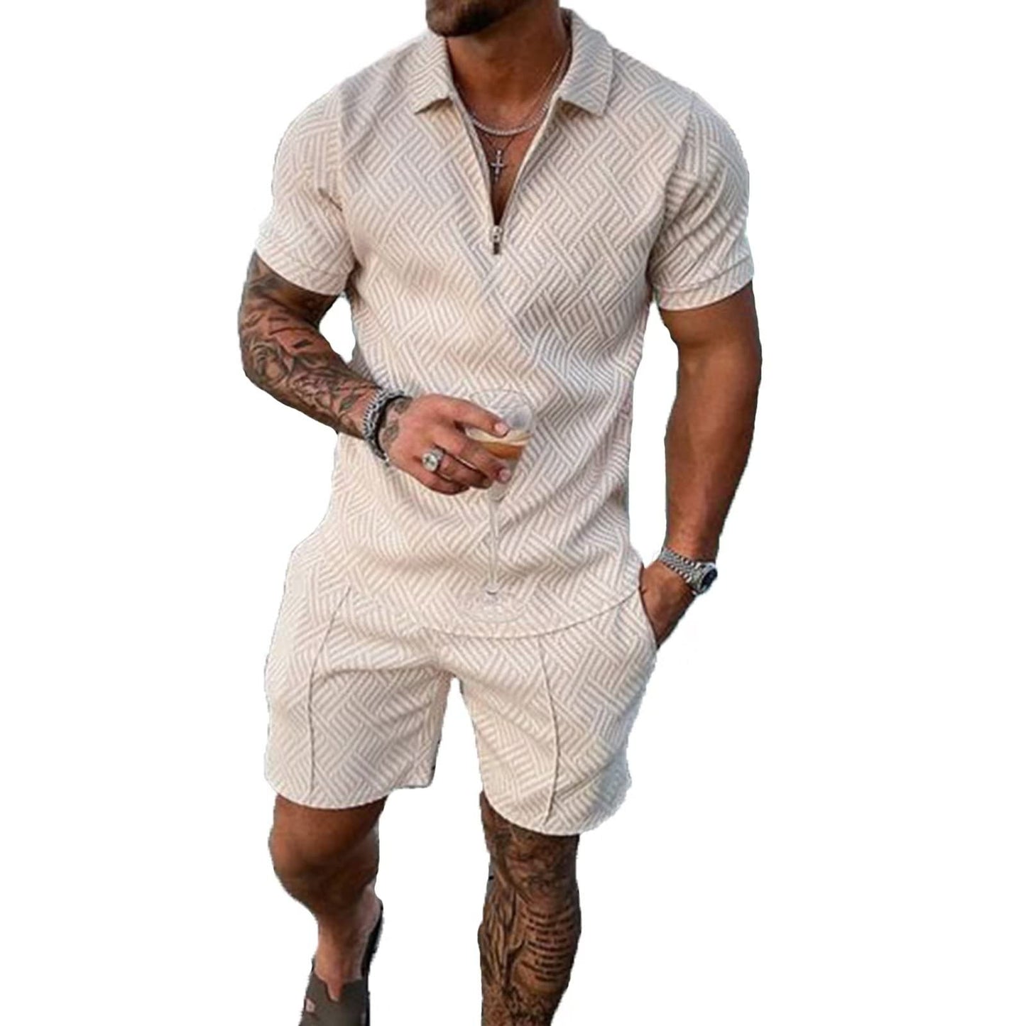 BIRW Mens Short Sets 2 Piece Outfits Polo Shirt Fashion Summer Tracksuits Casual Set Short Sleeve and Shorts Set for Men