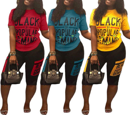 2 Piece Outfits for Women Summer Personality Letter Printed t-Shirt and Shorts Sportswear Set