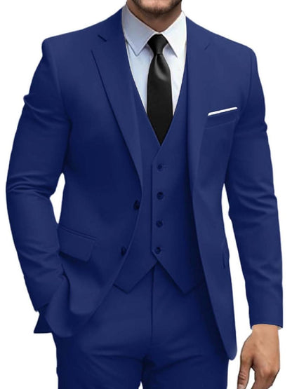 Mens Suits 3 Piece Slim Fit Suit Set Solid Two Button Blazer Jacket Vest Pants Tuxedo Set
