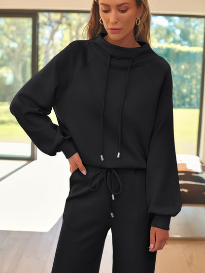 AUTOMET Lounge Sets for Women Sweatsuits 2 Piece Outfits 2024 Fall Drawstring Sweatshirt Wide Leg Sweatpants Tracksuit