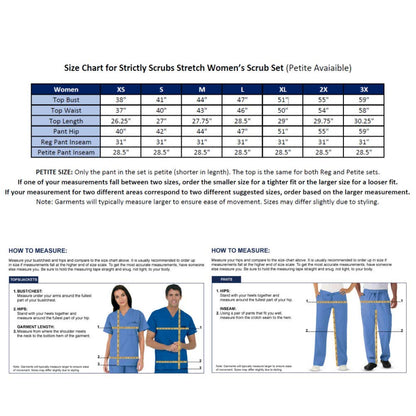 Strictly Scrubs Stretch Women’s Four Way Stretch Scrub Set (XS-3X, 15 Colors) - Includes V-Neck Top and Pant