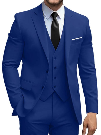 Mens Suits 3 Piece Slim Fit Suit Set Solid Two Button Blazer Jacket Vest Pants Tuxedo Set
