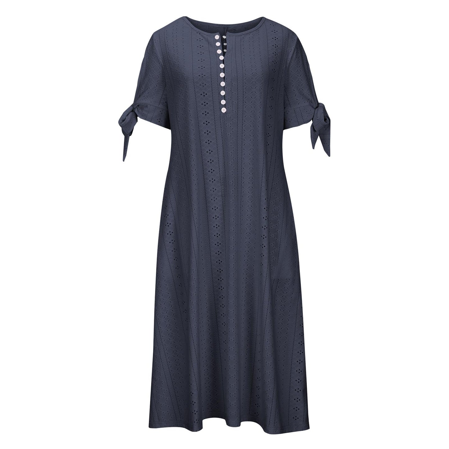 Maxi Long Dresses for Women 2025 Trendy Short Sleeve Eyelet Tshirt Dress Casual Summer Beach Vacation Sundress