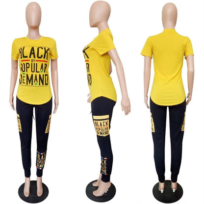 2 Piece Outfits for Women Summer Personality Letter Printed t-Shirt and Shorts Sportswear Set