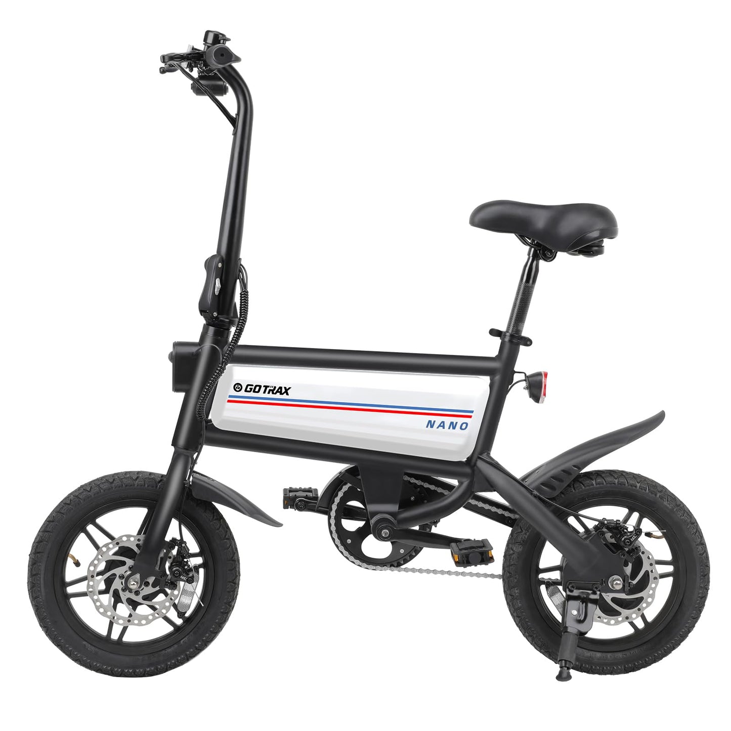 Gotrax Nano 14" Electric Bike, Max Range 25Miles(Pedal-Assist)&Max Speed 15.5Mph, 350W Folding E-Bike with Removable Battery, Adjustable Seat & Dual Mudguards, Commuter Electric Bicycle for Ages 13+