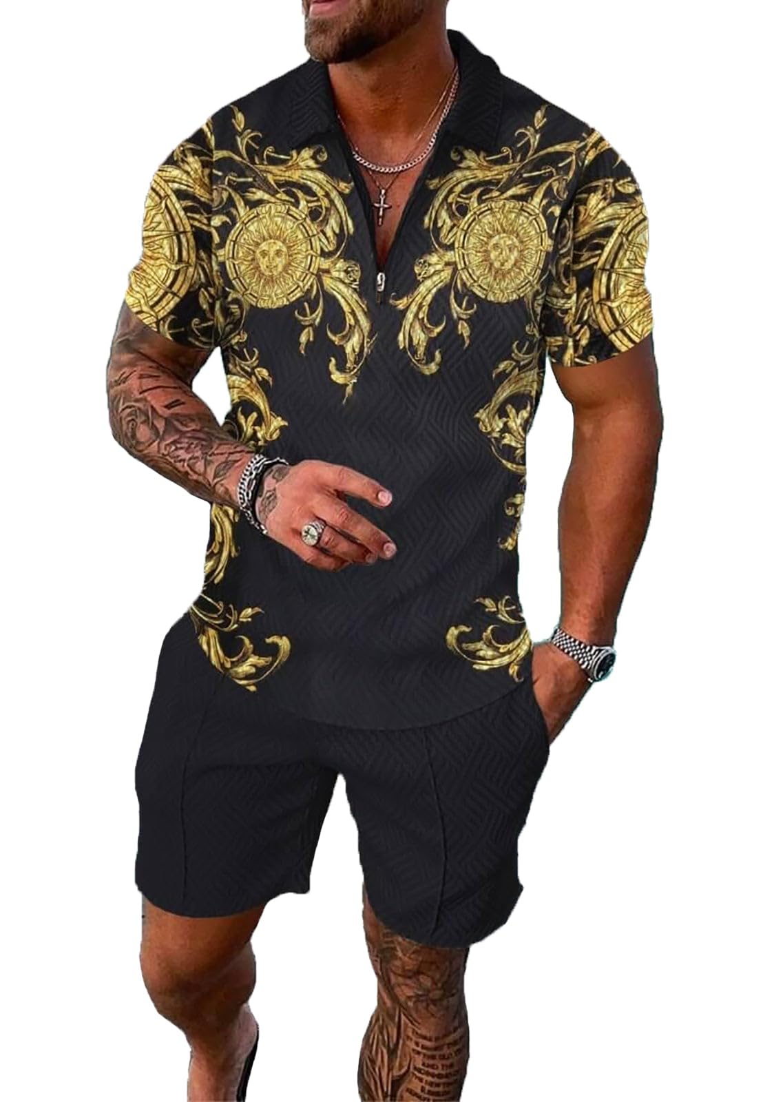 BIRW Mens Short Sets 2 Piece Outfits Polo Shirt Fashion Summer Tracksuits Casual Set Short Sleeve and Shorts Set for Men