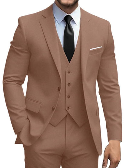 Mens Suits 3 Piece Slim Fit Suit Set Solid Two Button Blazer Jacket Vest Pants Tuxedo Set
