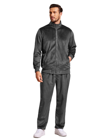 COOFANDY Mens 2 Piece Velour Tracksuit Full Zip Jackets Pants Velvet Jogging Suits Sweatsuit Set