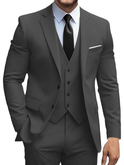 Mens Suits 3 Piece Slim Fit Suit Set Solid Two Button Blazer Jacket Vest Pants Tuxedo Set
