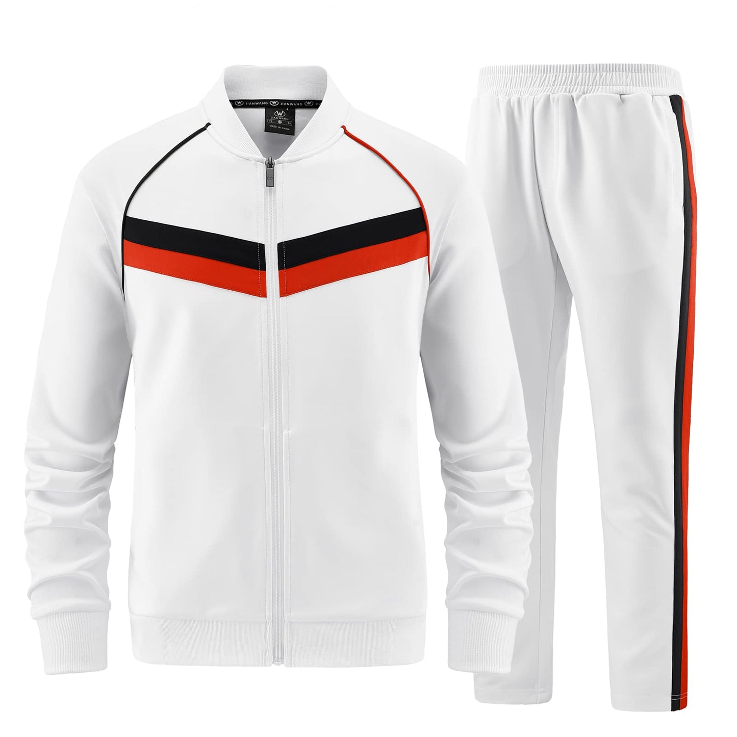 W JIANWANG Men's Casual Tracksuits Long Sleeve Jogging Suits Sweatsuit Sets Track Jackets and Pants 2 Piece Outfit