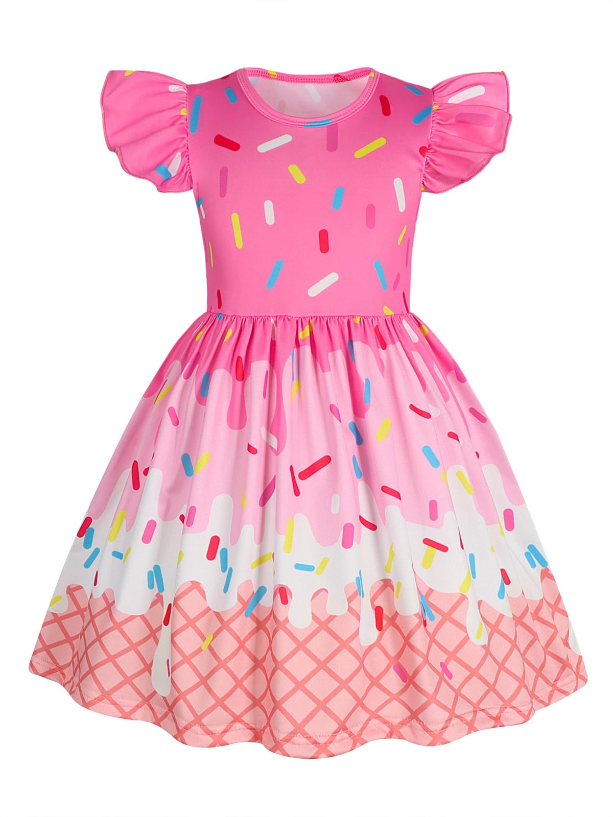 WonderBabe Easter Dresses for Girls Toddler Flutter Sleeve Easter Dress Casual Party School Dresses Clothes for Kids