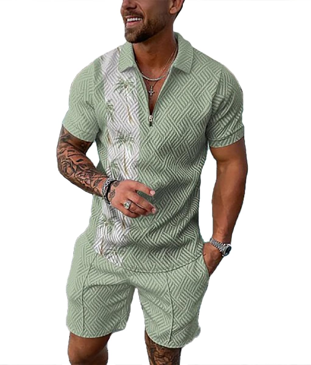 BIRW Mens Short Sets 2 Piece Outfits Polo Shirt Fashion Summer Tracksuits Casual Set Short Sleeve and Shorts Set for Men