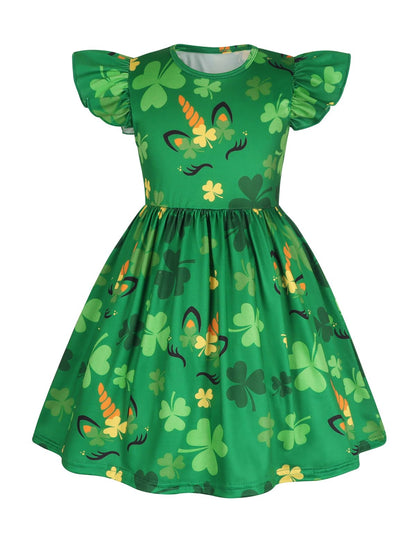 WonderBabe Easter Dresses for Girls Toddler Flutter Sleeve Easter Dress Casual Party School Dresses Clothes for Kids