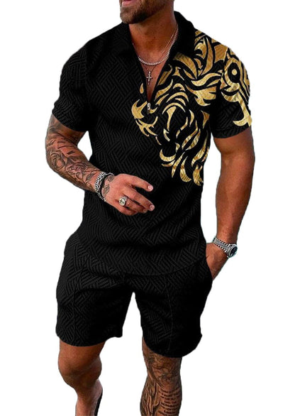 BIRW Mens Short Sets 2 Piece Outfits Polo Shirt Fashion Summer Tracksuits Casual Set Short Sleeve and Shorts Set for Men