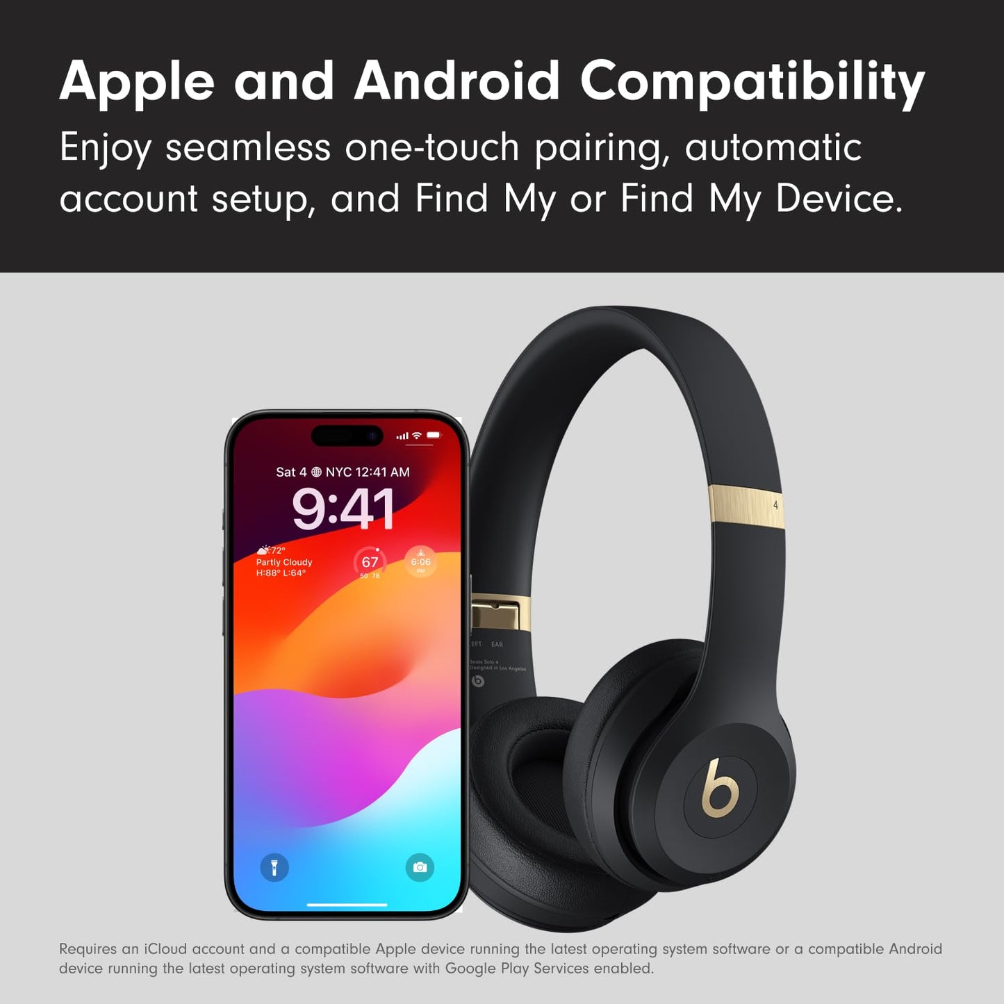 Beats Solo 4 - Wireless Bluetooth On-Ear Headphones, Apple & Android Compatible, Up to 50 Hours of Battery Life - Matte Black