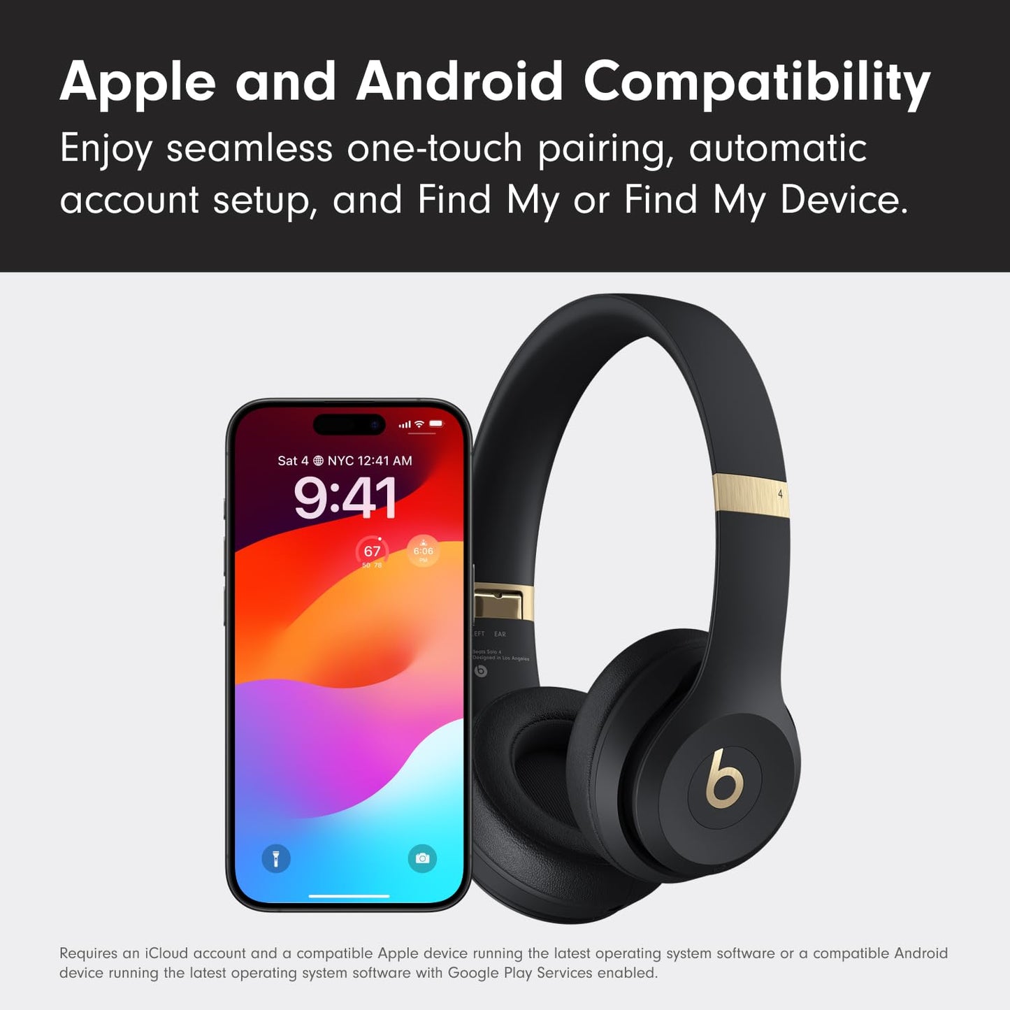 Beats Solo 4 - Wireless Bluetooth On-Ear Headphones, Apple & Android Compatible, Up to 50 Hours of Battery Life - Matte Black