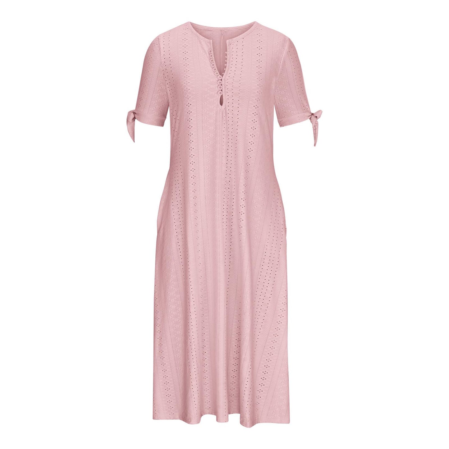 Maxi Long Dresses for Women 2025 Trendy Short Sleeve Eyelet Tshirt Dress Casual Summer Beach Vacation Sundress