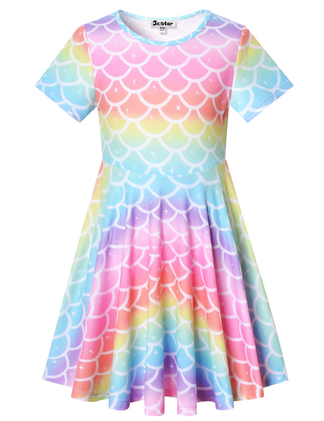 Unicorn Dresses for Girls Summer Swing Short Sleeve Casual Clothes for Kids