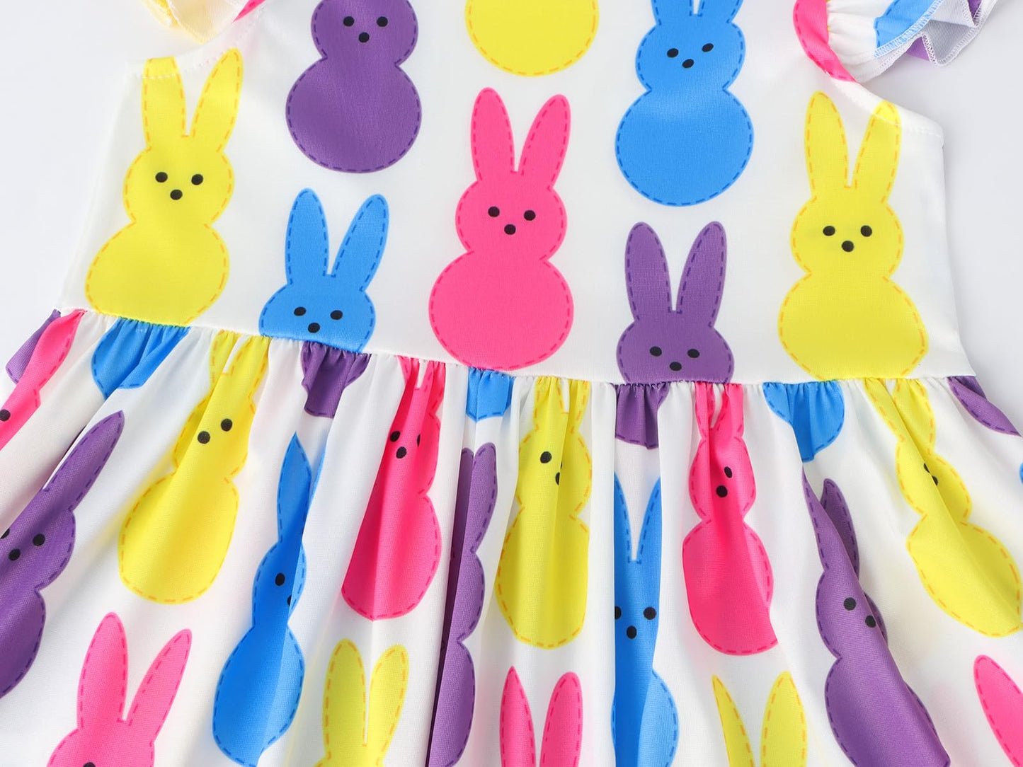 WonderBabe Easter Dresses for Girls Toddler Flutter Sleeve Easter Dress Casual Party School Dresses Clothes for Kids