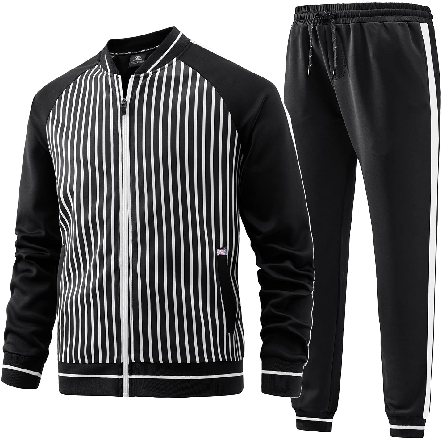 W JIANWANG Men's Casual Tracksuits Long Sleeve Jogging Suits Sweatsuit Sets Track Jackets and Pants 2 Piece Outfit