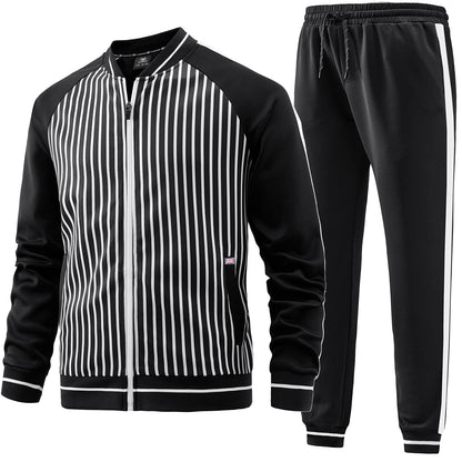 W JIANWANG Men's Casual Tracksuits Long Sleeve Jogging Suits Sweatsuit Sets Track Jackets and Pants 2 Piece Outfit