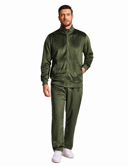 COOFANDY Mens 2 Piece Velour Tracksuit Full Zip Jackets Pants Velvet Jogging Suits Sweatsuit Set