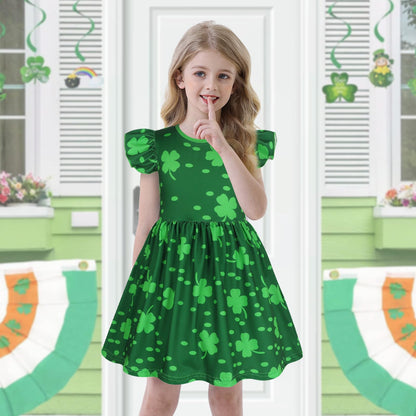 WonderBabe Easter Dresses for Girls Toddler Flutter Sleeve Easter Dress Casual Party School Dresses Clothes for Kids