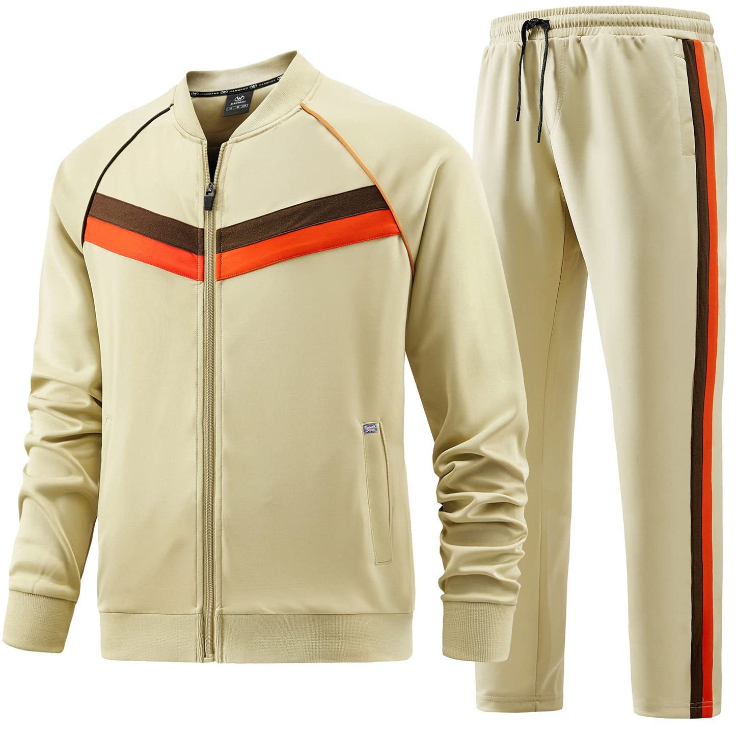 W JIANWANG Men's Casual Tracksuits Long Sleeve Jogging Suits Sweatsuit Sets Track Jackets and Pants 2 Piece Outfit