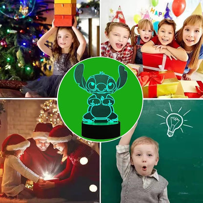 Cartoon Night Light - 3D LED Intelligent Remote Control 16-Color Lamp for Children's Room Decoration and Holiday Gifts