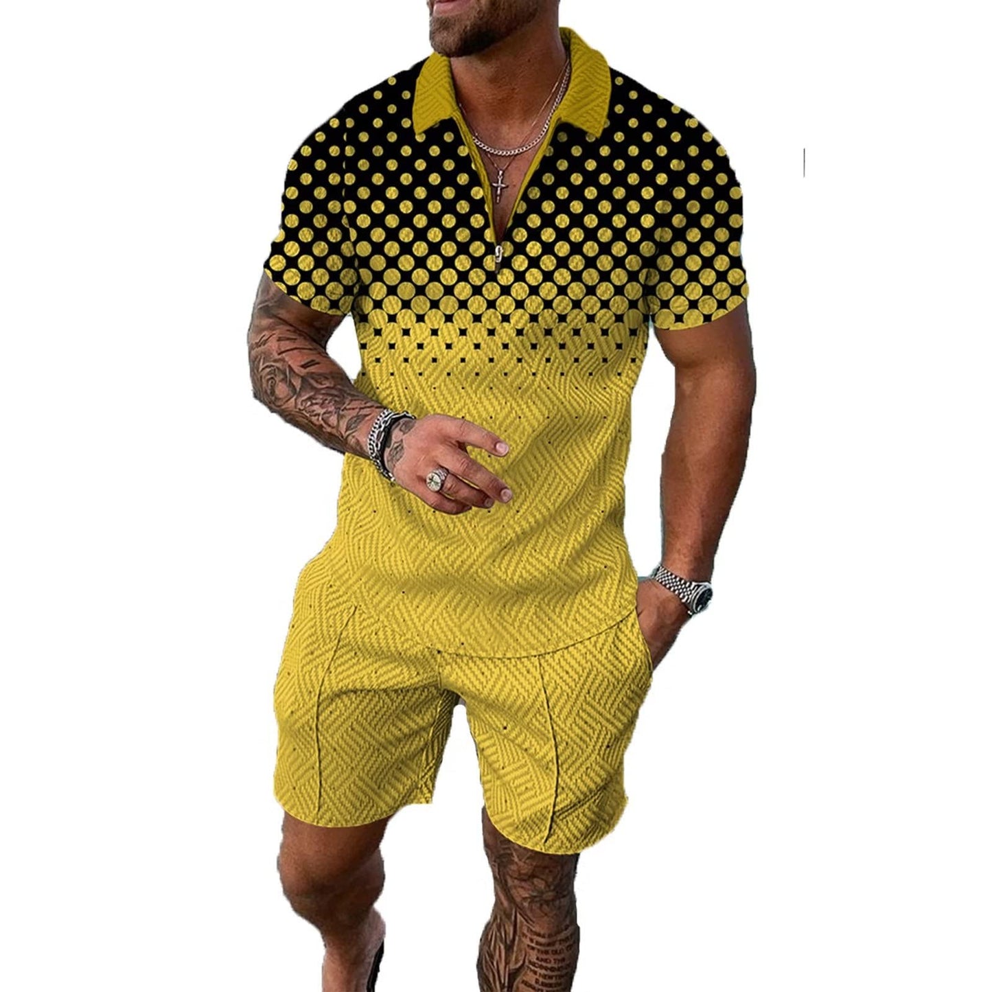 BIRW Mens Short Sets 2 Piece Outfits Polo Shirt Fashion Summer Tracksuits Casual Set Short Sleeve and Shorts Set for Men