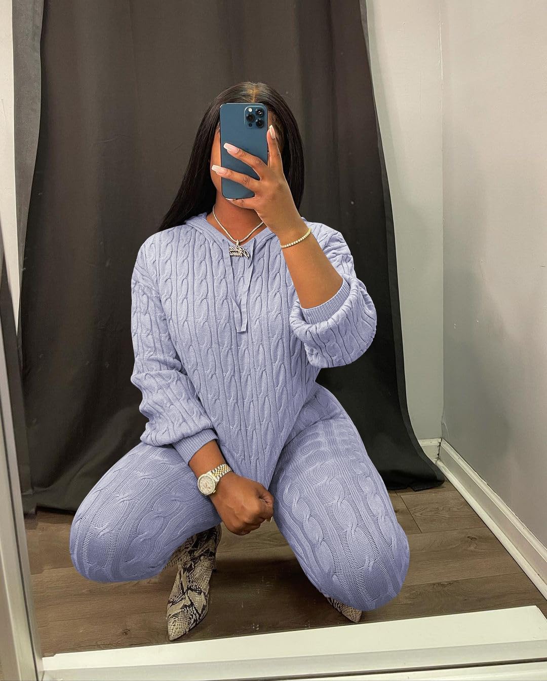 Nimsruc Knit Two Piece Outfits For Women Sweater Sets