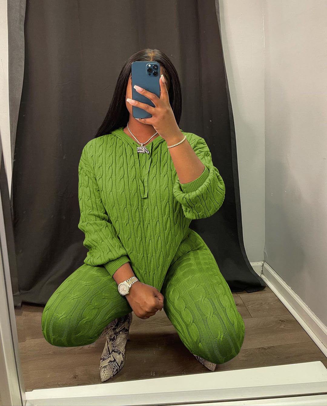 Nimsruc Knit Two Piece Outfits For Women Sweater Sets