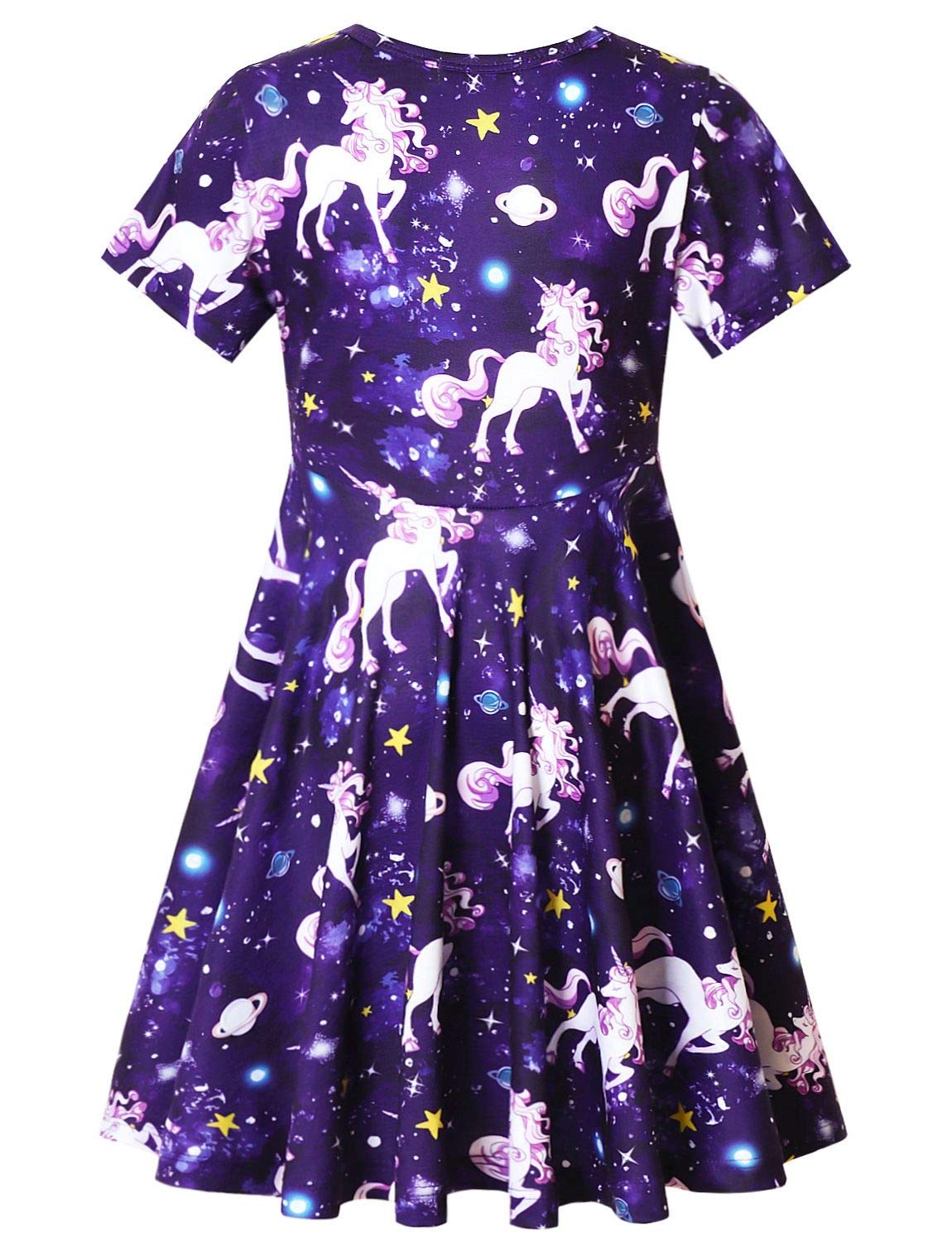 Unicorn Dresses for Girls Summer Swing Short Sleeve Casual Clothes for Kids