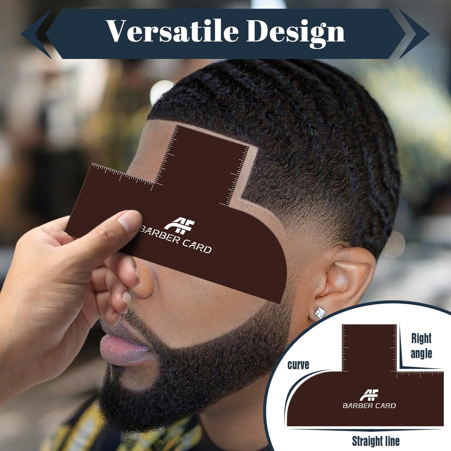 Enhancement Card for Barbers with Measurement Indicators, Reusable Barber Line up Tool and Color Spray Edge Hairline Shaping Tool (Black, One-Size)