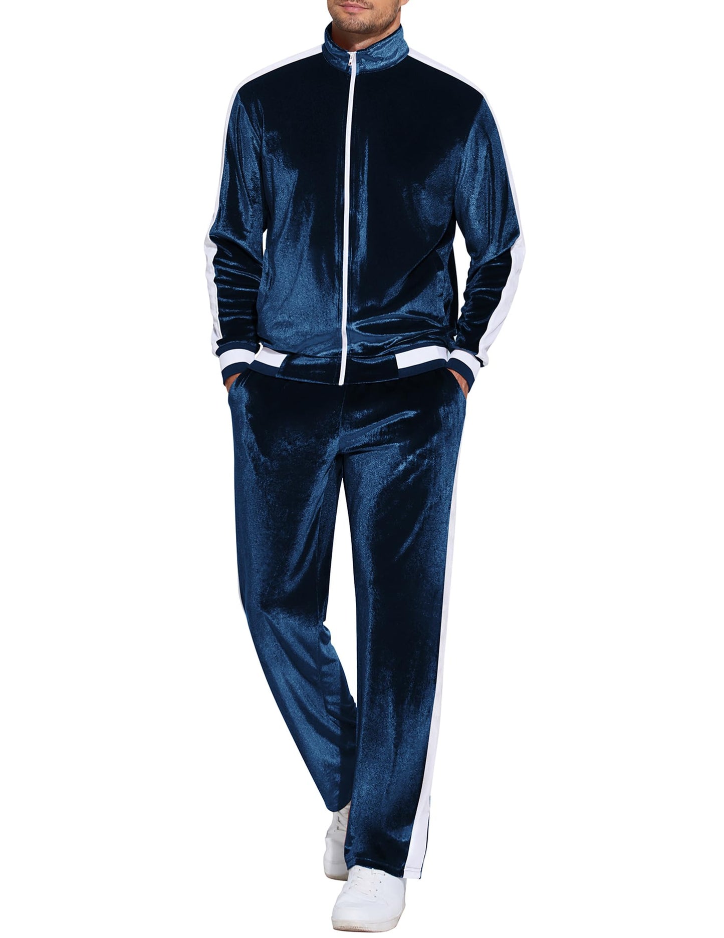 COOFANDY Mens Tracksuit 2 Piece Set Velour Velvet Sweatsuit Jogging Suits Full Zip Jacket Pants Outfits
