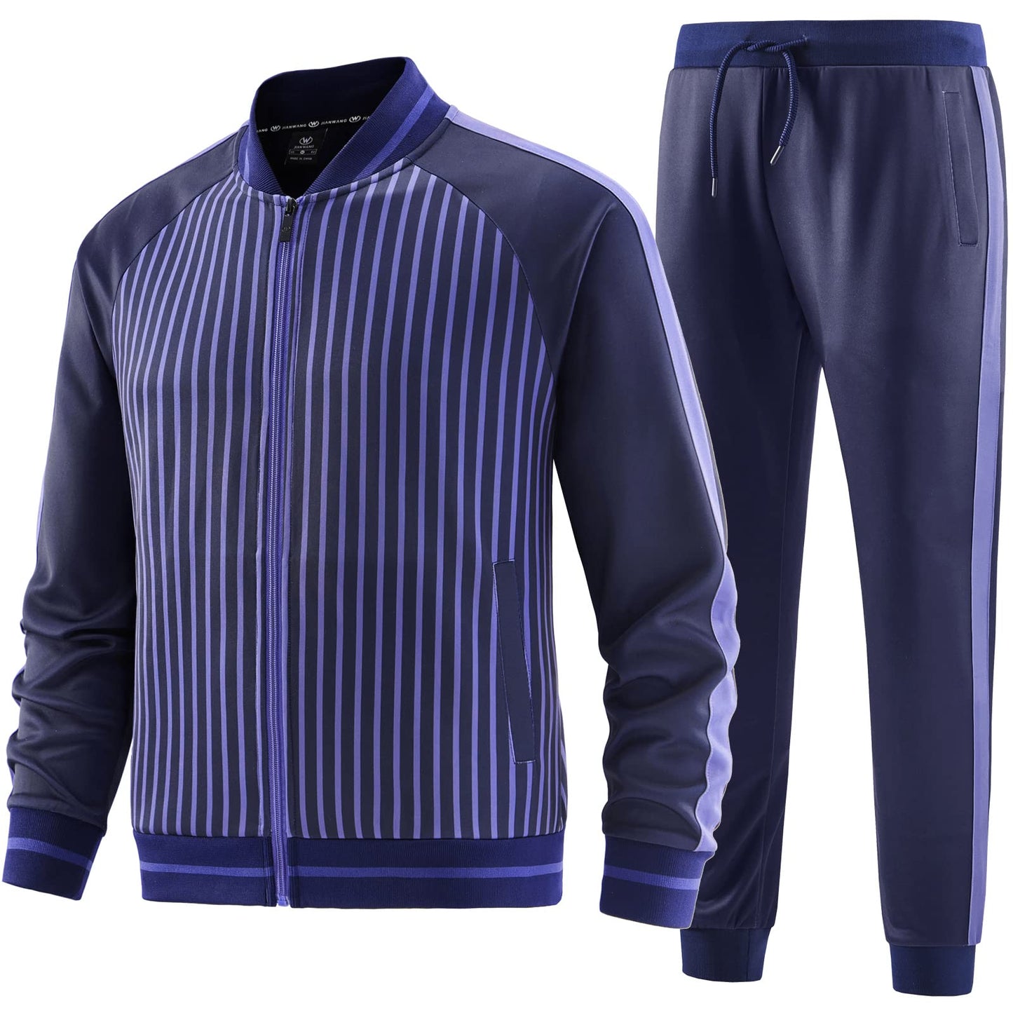 W JIANWANG Men's Casual Tracksuits Long Sleeve Jogging Suits Sweatsuit Sets Track Jackets and Pants 2 Piece Outfit