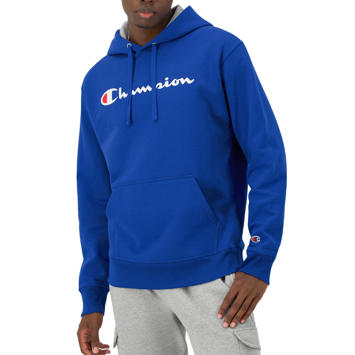 Champion Men's Hoodie, Powerblend, Fleece Men's Hoodie, Comfortable Men's Sweatshirt, Script Logo (Reg. or Big & Tall)
