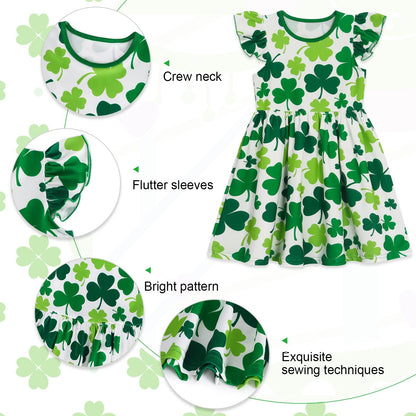 WonderBabe Easter Dresses for Girls Toddler Flutter Sleeve Easter Dress Casual Party School Dresses Clothes for Kids
