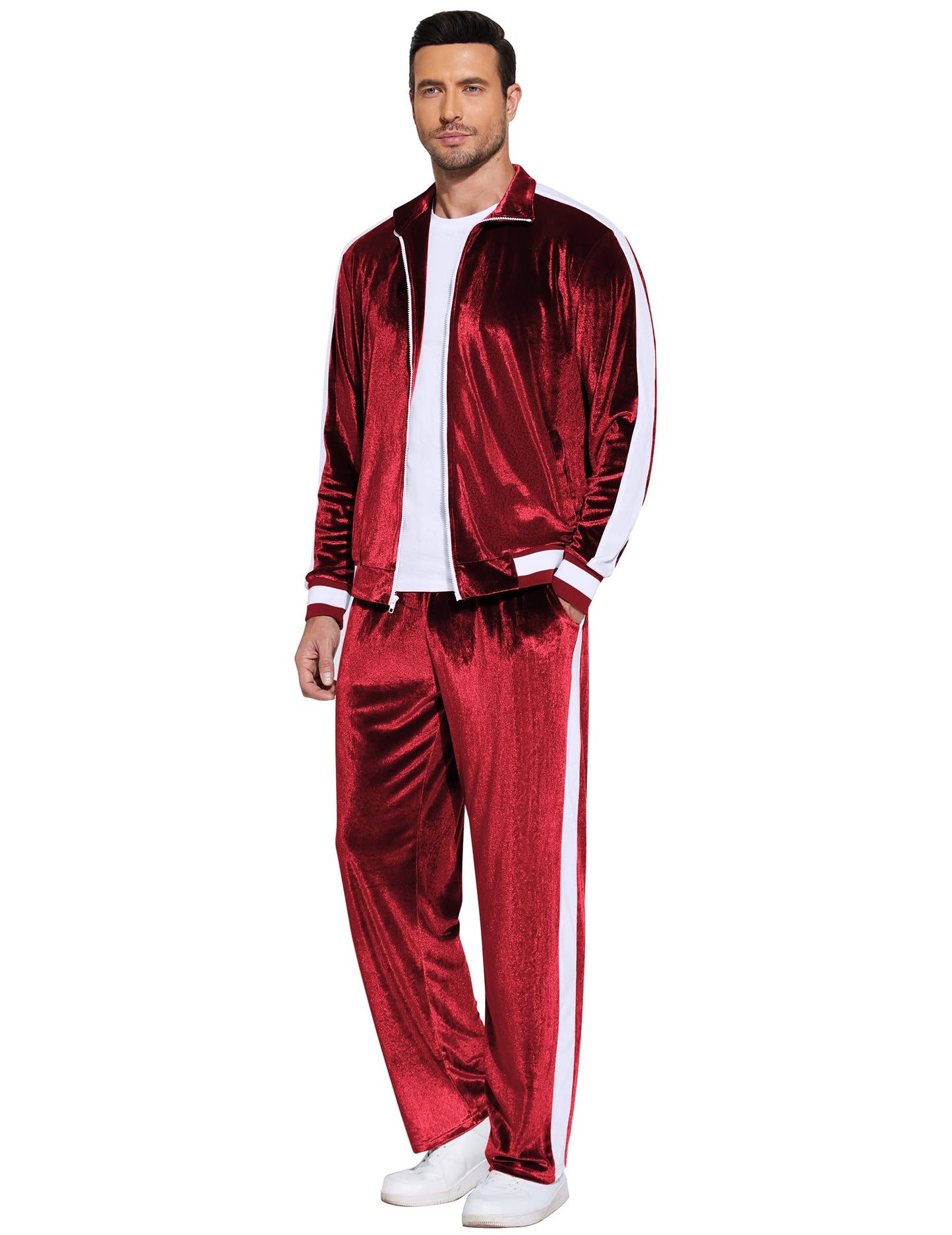 COOFANDY Mens Tracksuit 2 Piece Set Velour Velvet Sweatsuit Jogging Suits Full Zip Jacket Pants Outfits